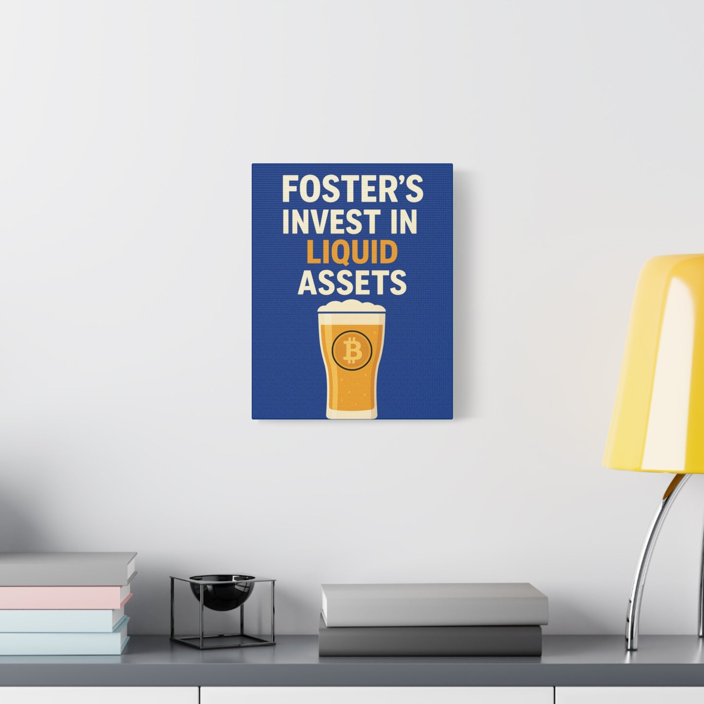 Bitcoin Liquid Assets Fosters Canvas Art, Wall Decor, Cryptocurrency Gift, Modern Home Art, Unique Beer Themed Decoration