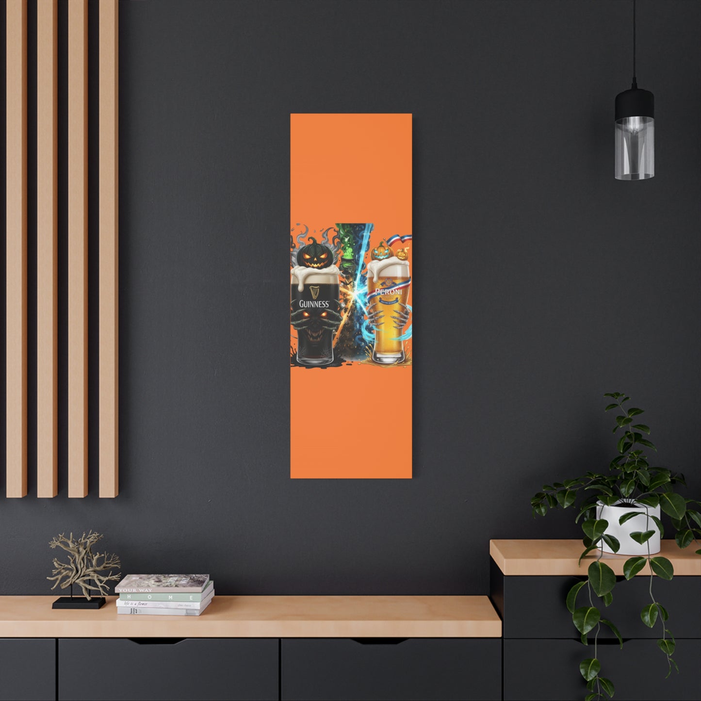 Halloween Guiness Beer Canvas Art Print, Spooky Wall Decor for Pub, Bar, Halloween Party, Unique Gift for Beer Lovers