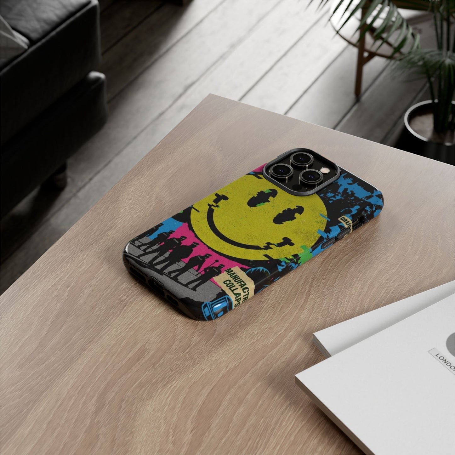 Acid house rave Vibrant iPhone Case, Tough Cases, Smiley Face Phone Cover, Fun Accessory, Colorful Phone Protector, Gift for Teenagers