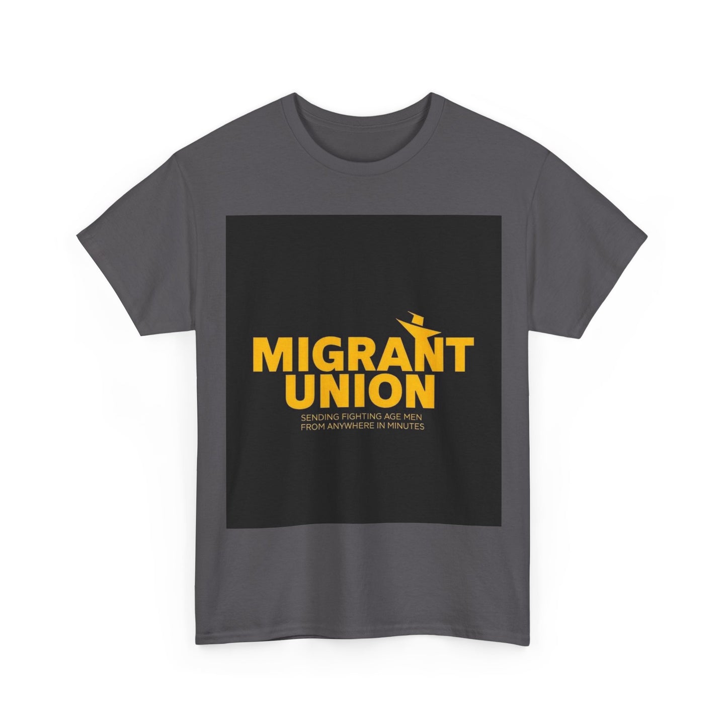 Migrant Union Unisex Heavy Cotton Tee, Casual Wear, Activism Shirt, Gift for Advocates, Comfortable Everyday Tee, Statement Clothing