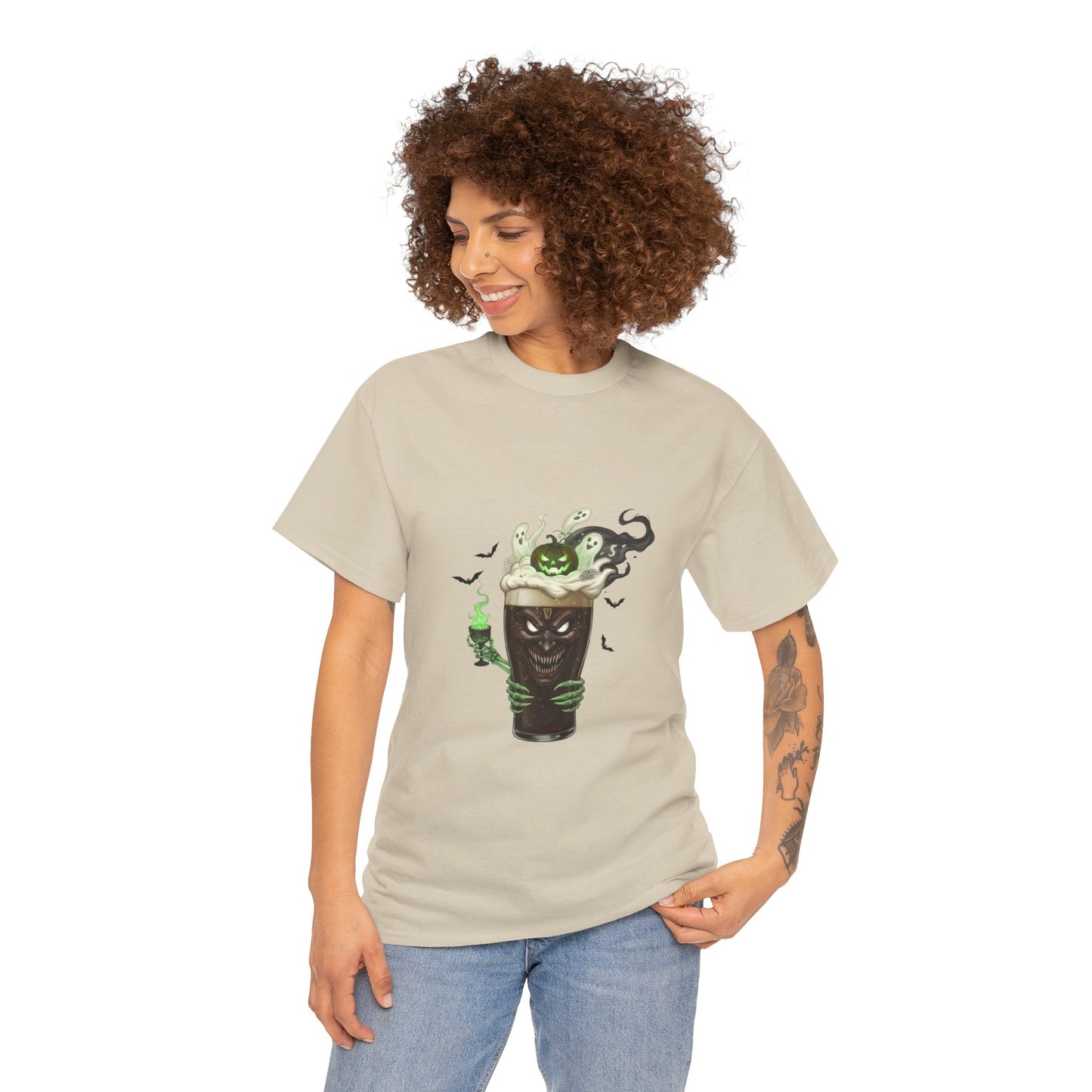 Guiness halloween Artistic Unisex Tee featuring Eco-Themed Design, Perfect for Casual Wear, Gift for Nature Lovers, Eco-Conscious Apparel, Earth Day