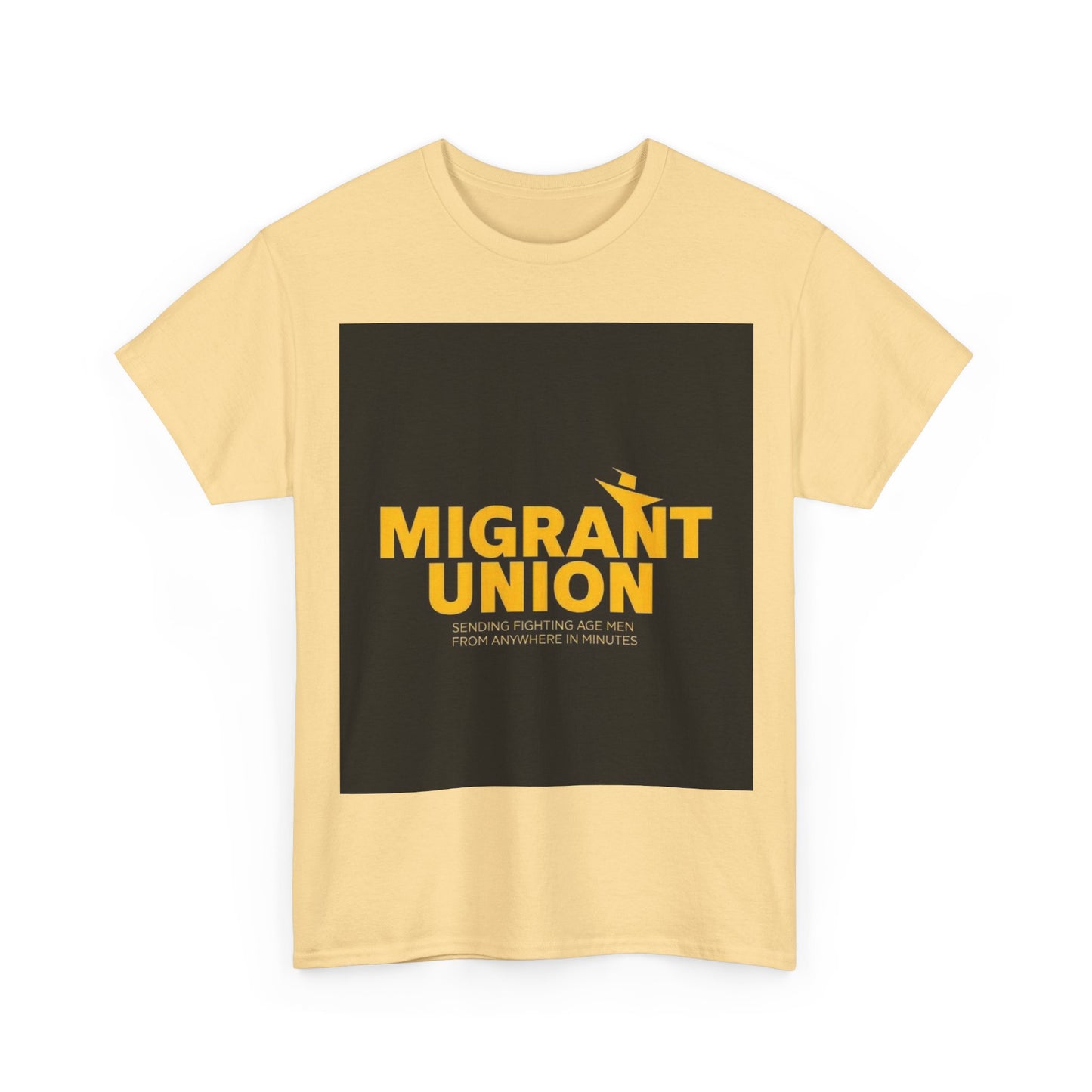 Migrant Union Unisex Heavy Cotton Tee, Casual Wear, Activism Shirt, Gift for Advocates, Comfortable Everyday Tee, Statement Clothing