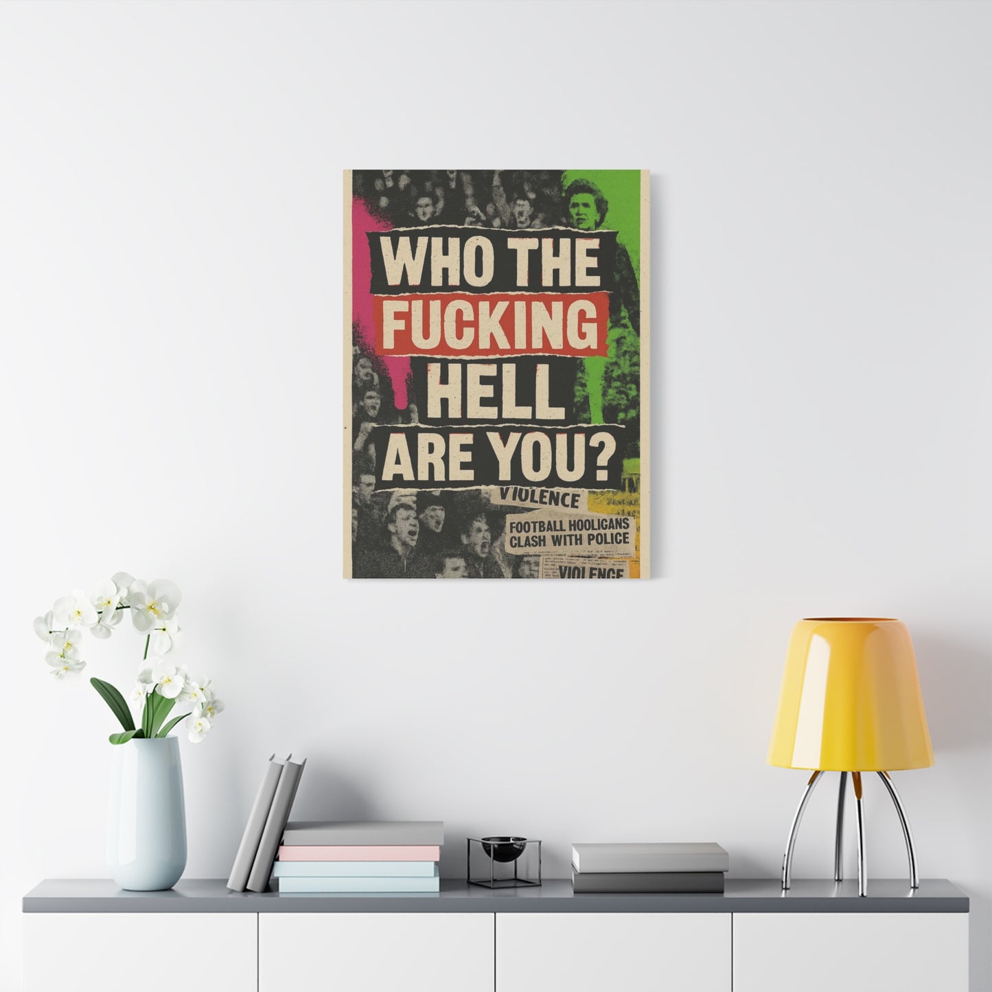 80s retro hooligan terrace chant classic design - Bold Art Canvas Print, Urban Decor, Wall Art for Home, Gift for Friends, Office Wall Decoration, Motivational Artwork