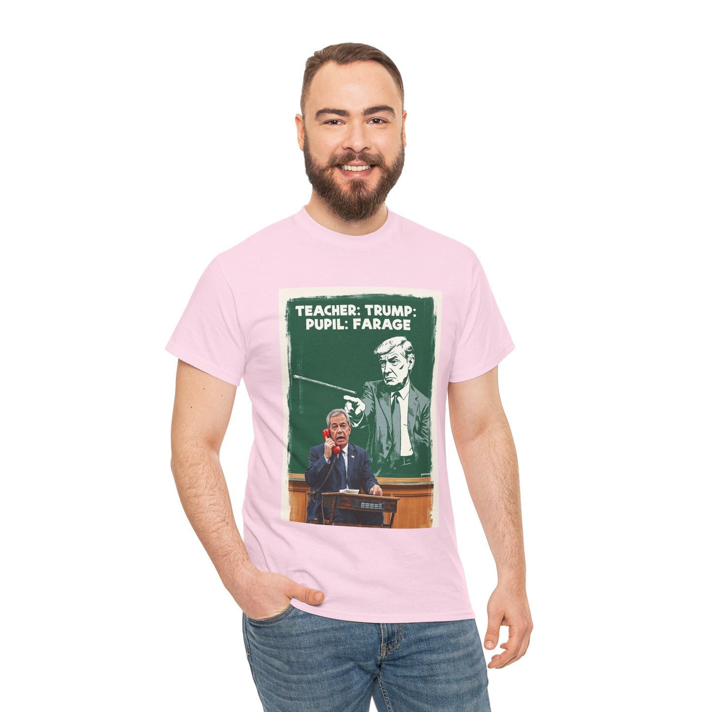 Political Humor Tee: Teacher Trump & Pupil Farage Graphic Shirt