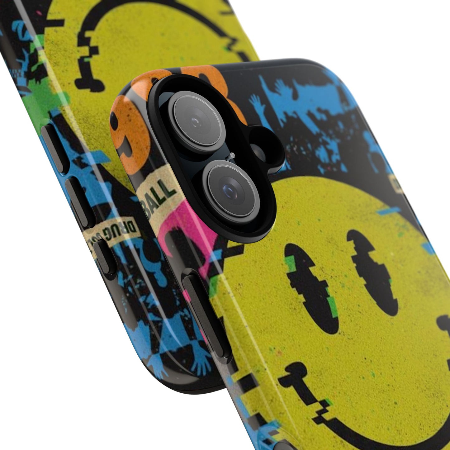 Acid house rave Vibrant iPhone Case, Tough Cases, Smiley Face Phone Cover, Fun Accessory, Colorful Phone Protector, Gift for Teenagers