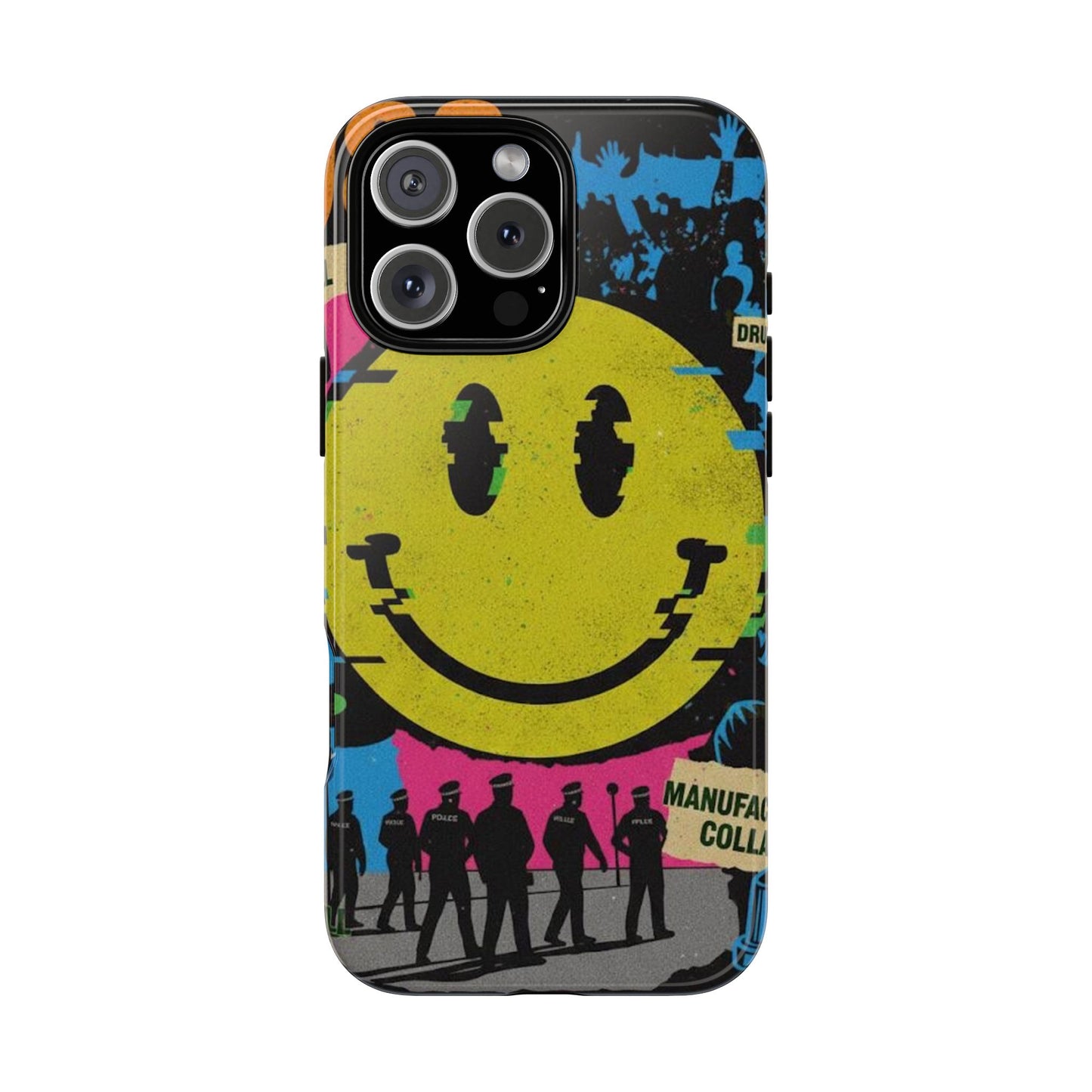 Acid house rave Vibrant iPhone Case, Tough Cases, Smiley Face Phone Cover, Fun Accessory, Colorful Phone Protector, Gift for Teenagers