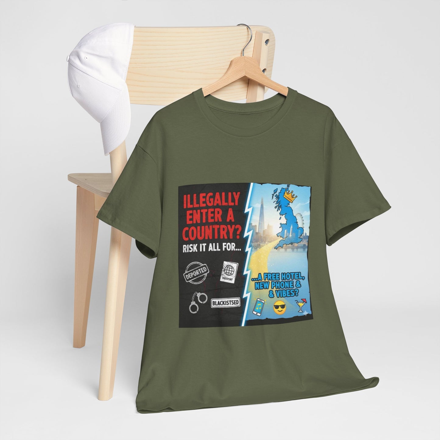 Enter illegally get free hotel t shirt - Bold Statement T-Shirt - Unisex Tee for Casual Wear, Gift for Friends, Humor Style, Graphic Tee, Perfect for Celebrations