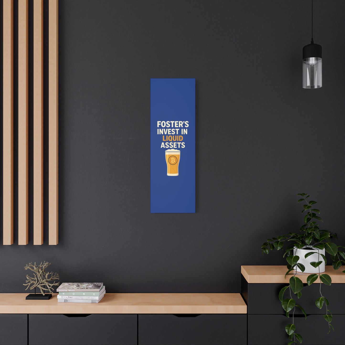 Bitcoin Liquid Assets Fosters Canvas Art, Wall Decor, Cryptocurrency Gift, Modern Home Art, Unique Beer Themed Decoration