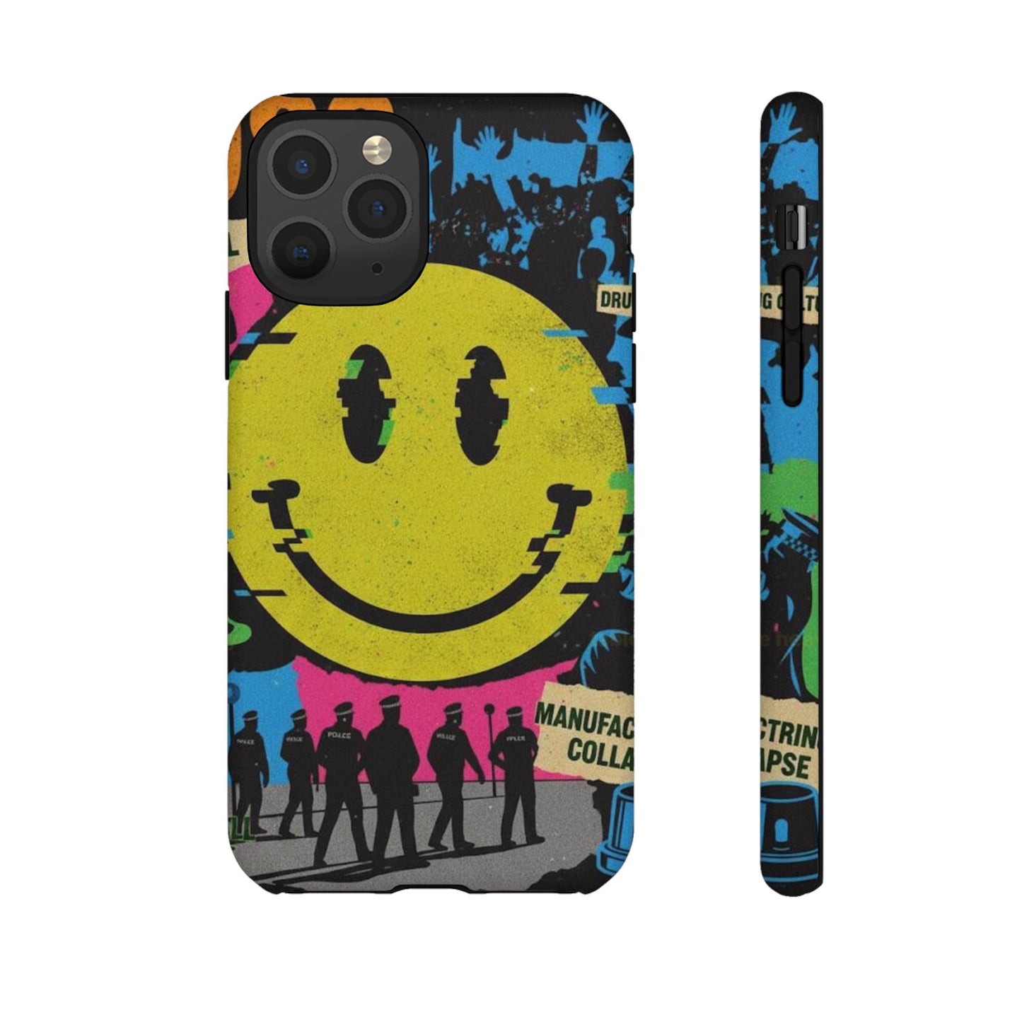 Acid house rave Vibrant iPhone Case, Tough Cases, Smiley Face Phone Cover, Fun Accessory, Colorful Phone Protector, Gift for Teenagers