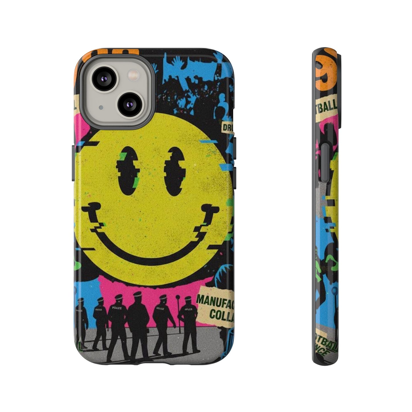 Acid house rave Vibrant iPhone Case, Tough Cases, Smiley Face Phone Cover, Fun Accessory, Colorful Phone Protector, Gift for Teenagers