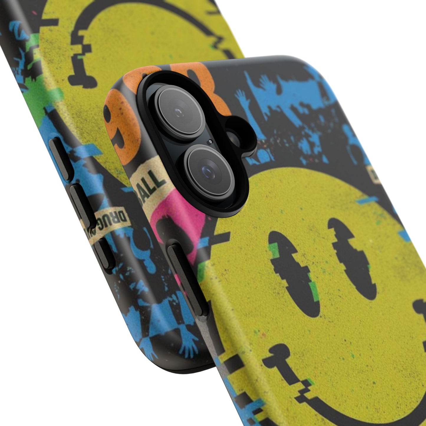 Acid house rave Vibrant iPhone Case, Tough Cases, Smiley Face Phone Cover, Fun Accessory, Colorful Phone Protector, Gift for Teenagers