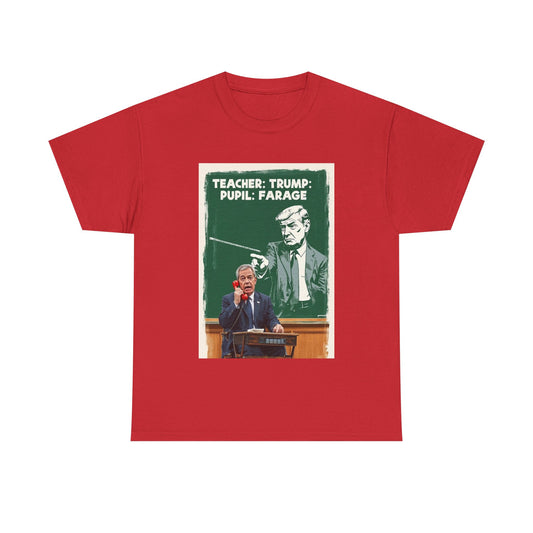 Political Humor Tee: Teacher Trump & Pupil Farage Graphic Shirt
