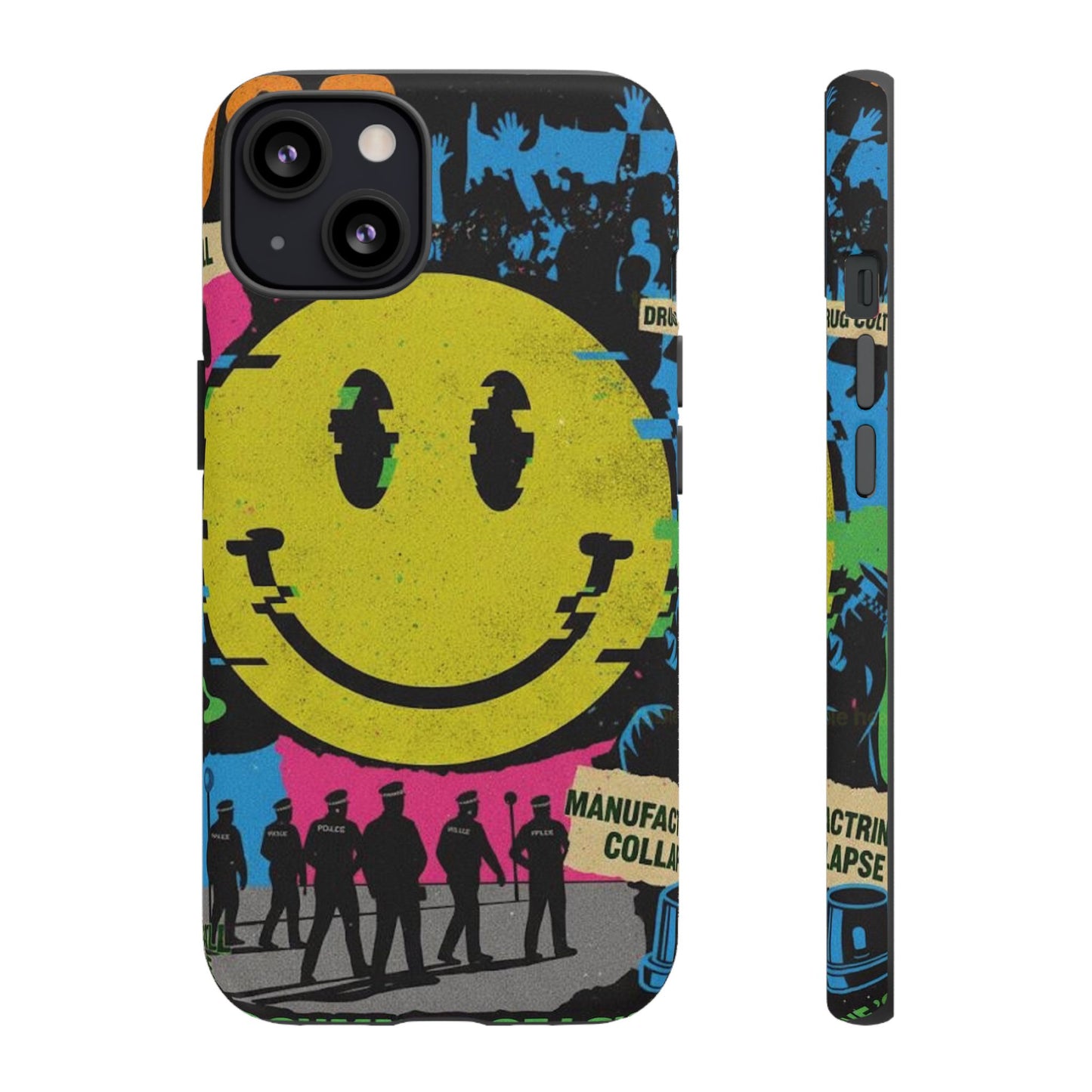 Acid house rave Vibrant iPhone Case, Tough Cases, Smiley Face Phone Cover, Fun Accessory, Colorful Phone Protector, Gift for Teenagers
