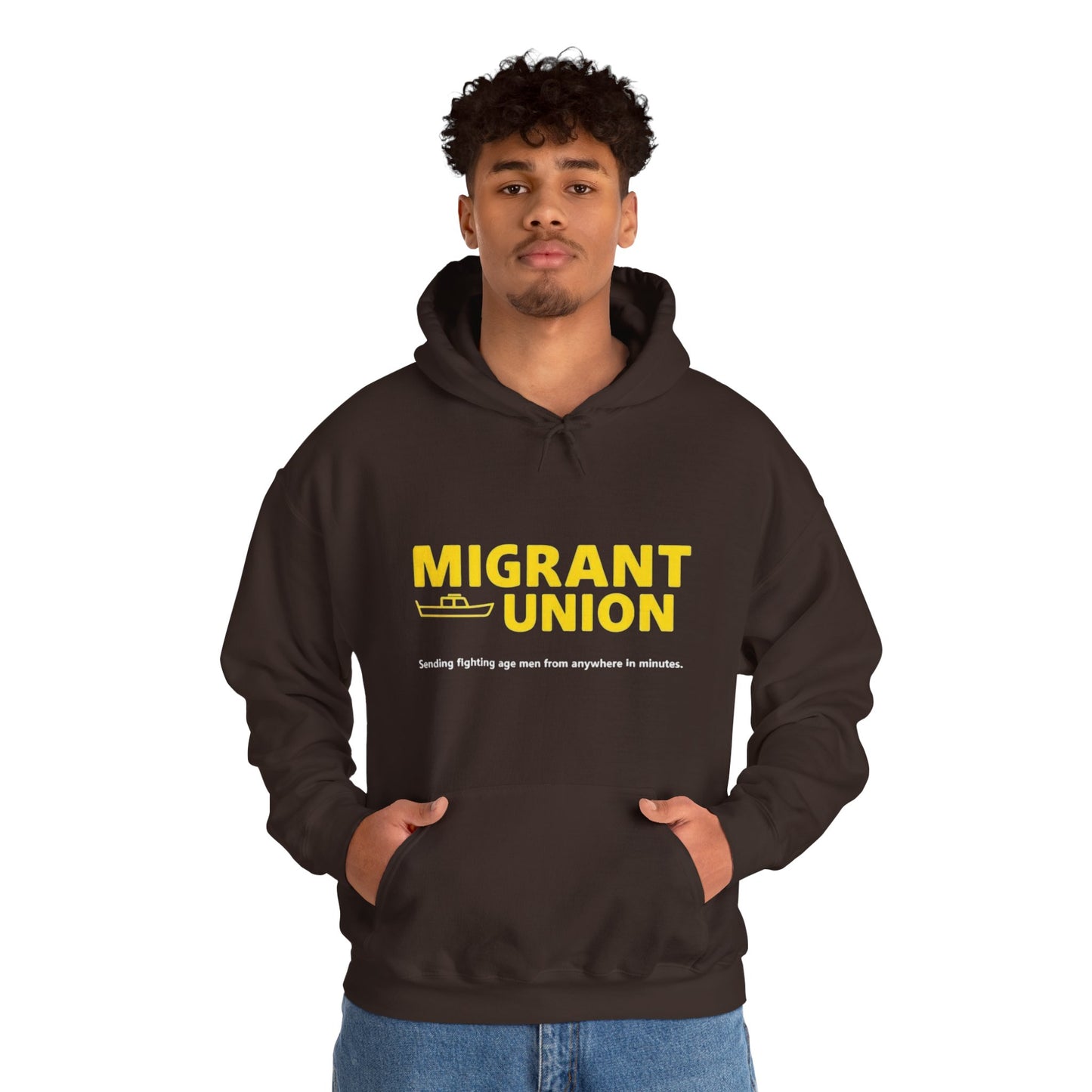 Migrant Union Hooded Sweatshirt, Unisex Sweatshirt, Cozy Layer, Activism Apparel, Streetwear, Gift for Protesters, Conscious Fashion