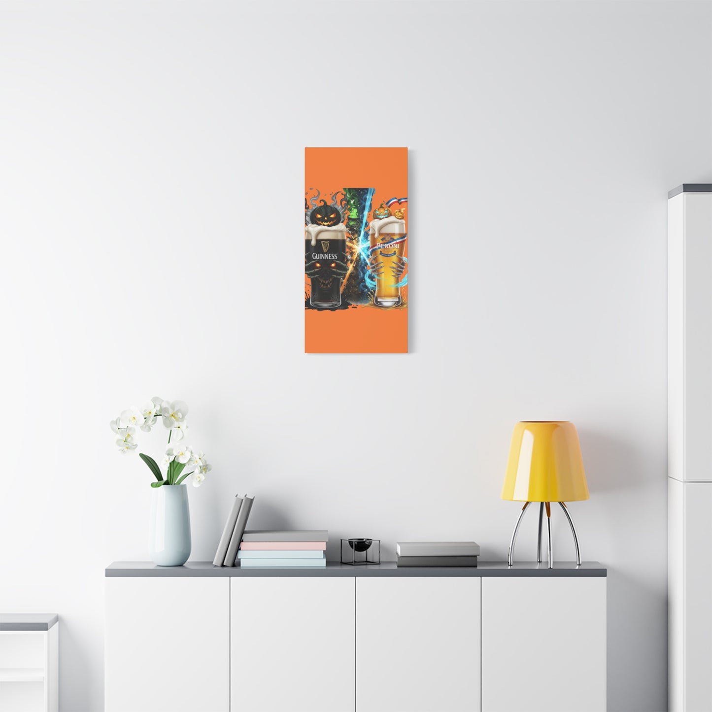 Halloween Guiness Beer Canvas Art Print, Spooky Wall Decor for Pub, Bar, Halloween Party, Unique Gift for Beer Lovers