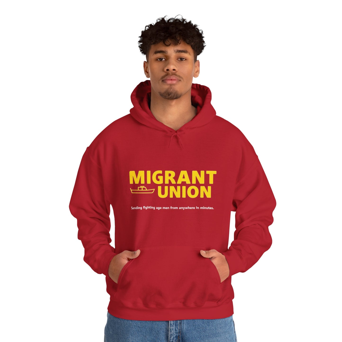Migrant Union Hooded Sweatshirt, Unisex Sweatshirt, Cozy Layer, Activism Apparel, Streetwear, Gift for Protesters, Conscious Fashion