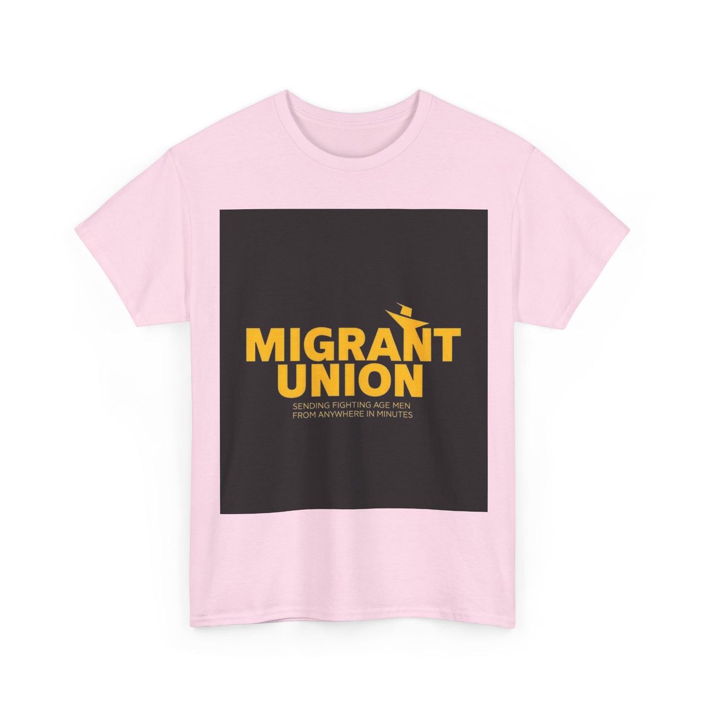 Migrant Union Unisex Heavy Cotton Tee, Casual Wear, Activism Shirt, Gift for Advocates, Comfortable Everyday Tee, Statement Clothing
