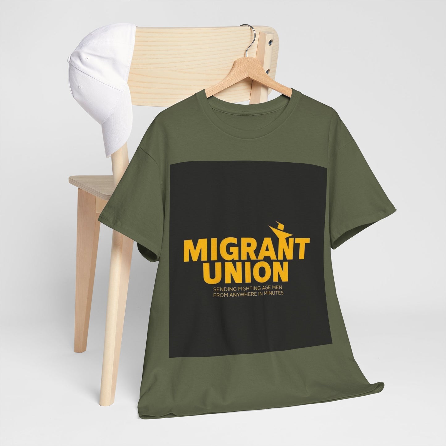 Migrant Union Unisex Heavy Cotton Tee, Casual Wear, Activism Shirt, Gift for Advocates, Comfortable Everyday Tee, Statement Clothing