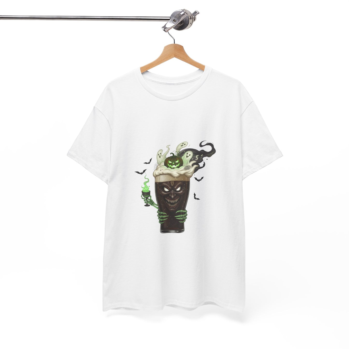 Guiness halloween Artistic Unisex Tee featuring Eco-Themed Design, Perfect for Casual Wear, Gift for Nature Lovers, Eco-Conscious Apparel, Earth Day