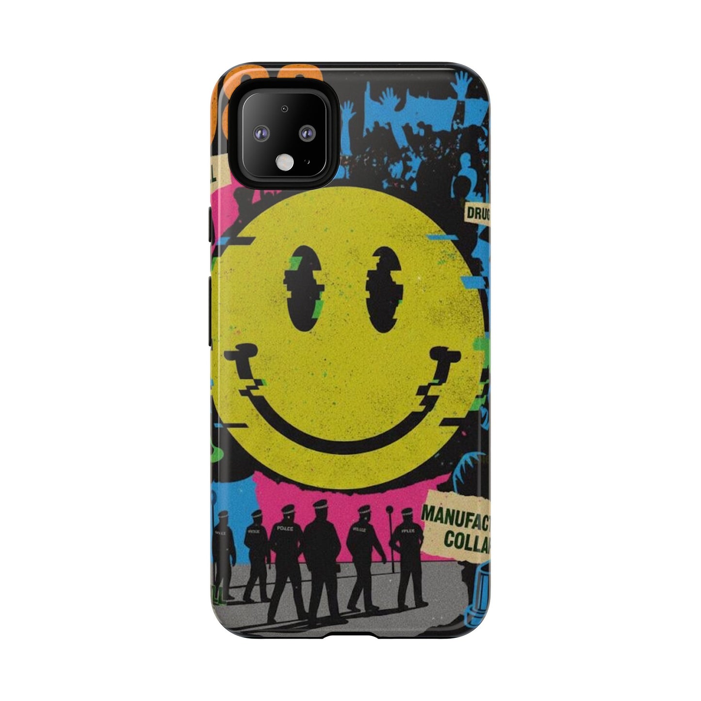 Acid house rave Vibrant iPhone Case, Tough Cases, Smiley Face Phone Cover, Fun Accessory, Colorful Phone Protector, Gift for Teenagers