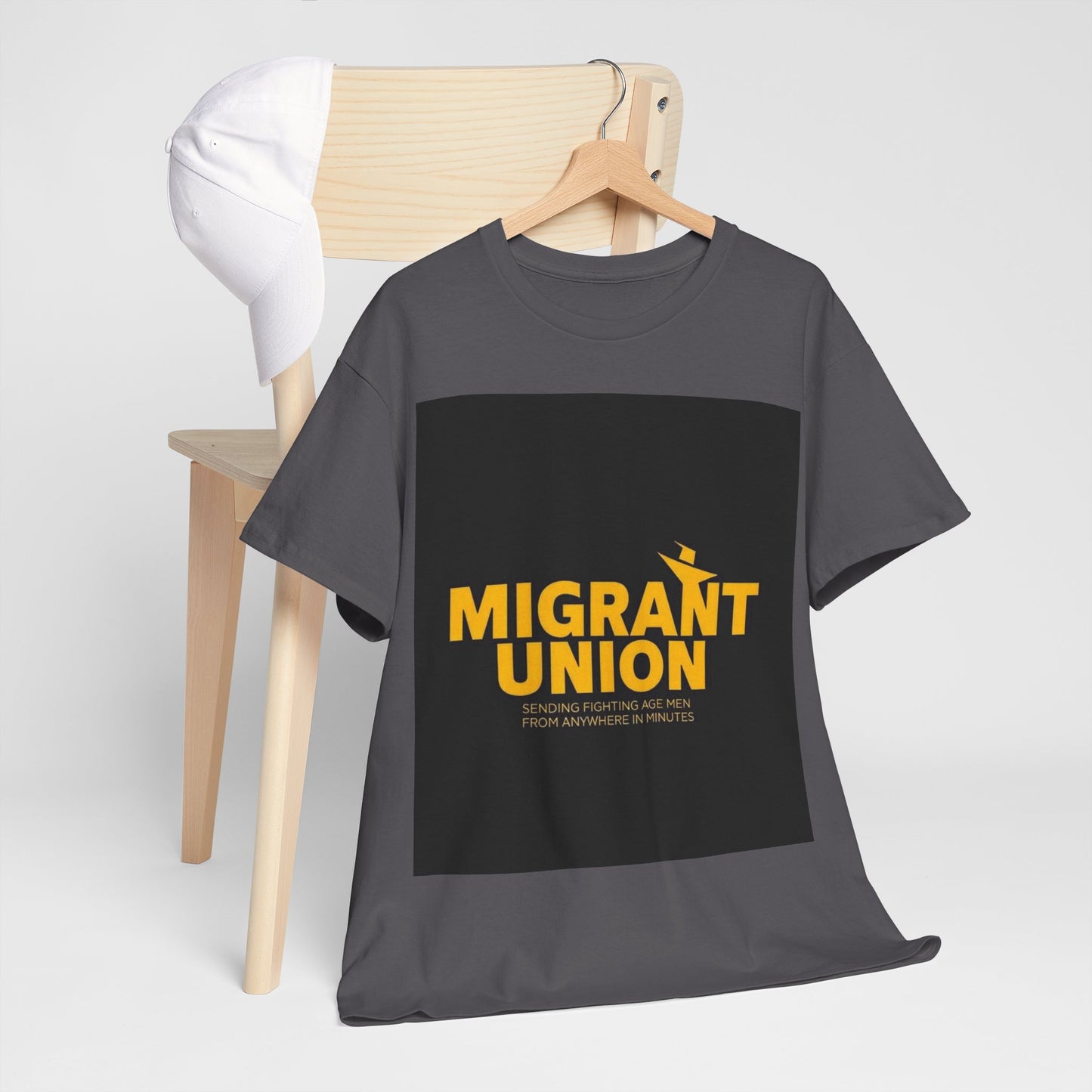 Migrant Union Unisex Heavy Cotton Tee, Casual Wear, Activism Shirt, Gift for Advocates, Comfortable Everyday Tee, Statement Clothing