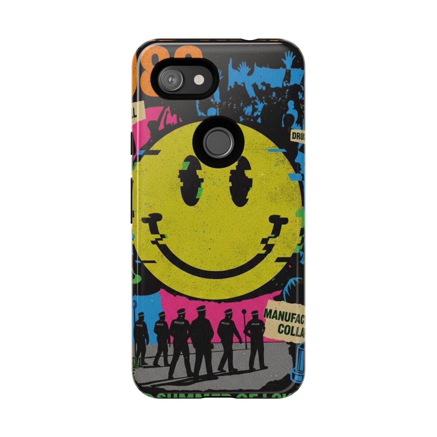 Acid house rave Vibrant iPhone Case, Tough Cases, Smiley Face Phone Cover, Fun Accessory, Colorful Phone Protector, Gift for Teenagers