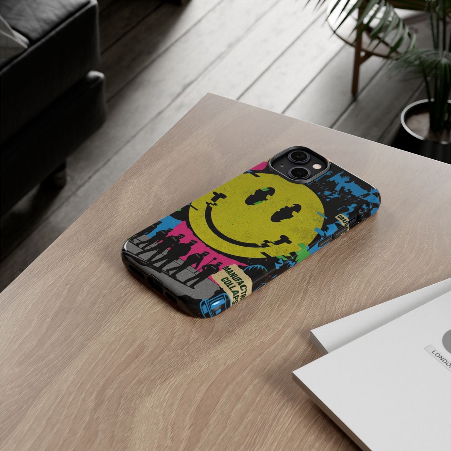 Acid house rave Vibrant iPhone Case, Tough Cases, Smiley Face Phone Cover, Fun Accessory, Colorful Phone Protector, Gift for Teenagers