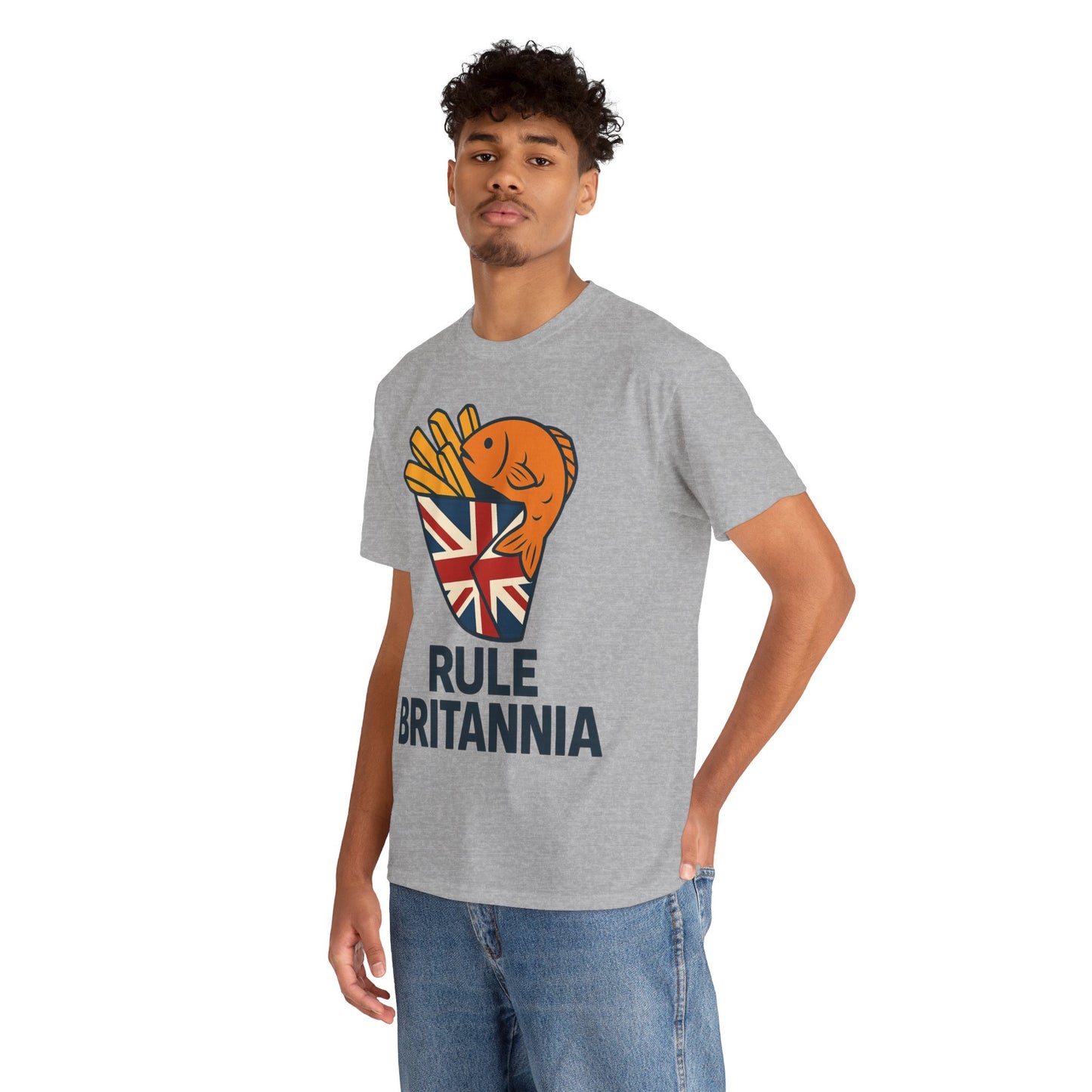 Fish & chips inspired Graphic Tee, Rule Britannia, Unisex Cotton T-Shirt, Casual Wear, Gift for Fish Lovers, Fun British Humor Shirt